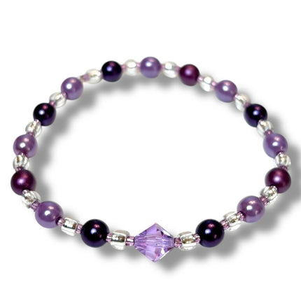 Swarovski Pearl & Crystal Bracelet - Purples