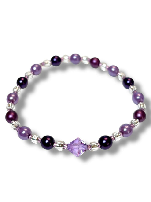 Swarovski Pearl & Crystal Bracelet - Purples