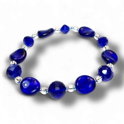 Venetian Glass & Crystal Bracelet - Cobalt