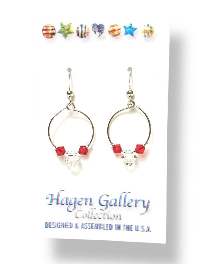 Swarovski Crystal Earrings - Hoops - candy cane