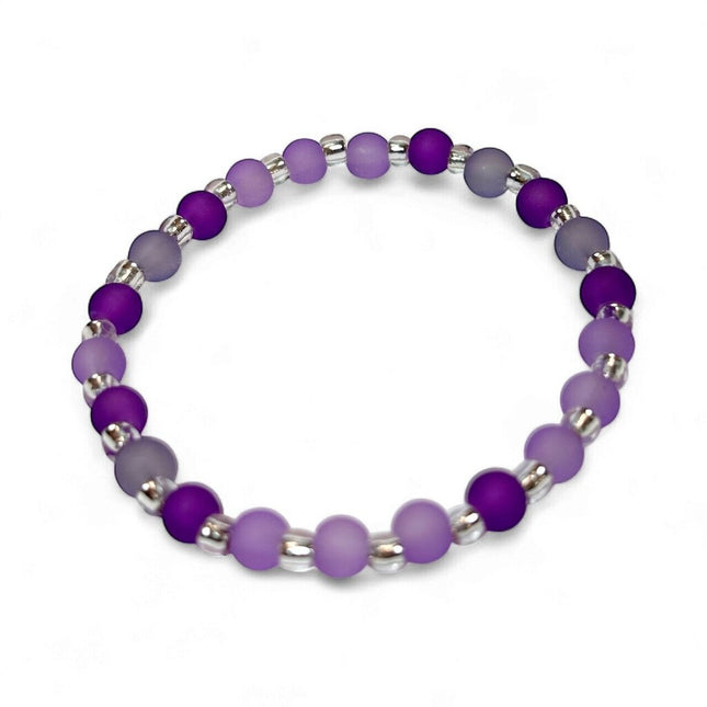Tumbled Glass Bracelet - Purples