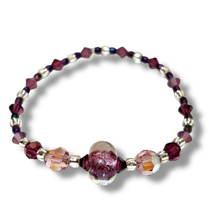 Venetian Glass & Crystal Bracelet - Amethyst