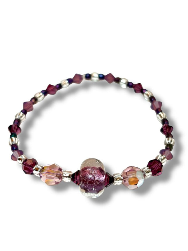 Venetian Glass & Crystal Bracelet - Amethyst