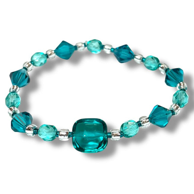 Venetian Glass Crystal Bracelet - Dark Seafoam