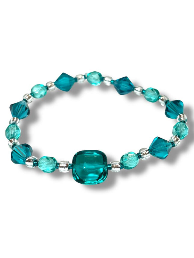 Venetian Glass Crystal Bracelet - Dark Seafoam