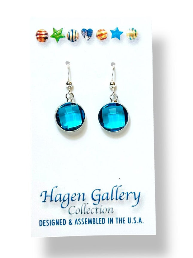 Swarovski Crystal Earrings - Round Channel set - Aqua