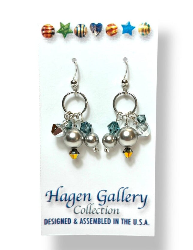 Swarovski Pearl & Crystal Earrings - Hoops - silver/grey