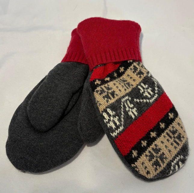 Sweater Mitten Red/Gray