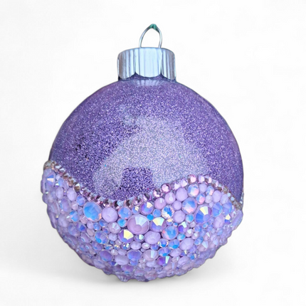 2.6 in Lavender Rhinestone Christmas Ornament