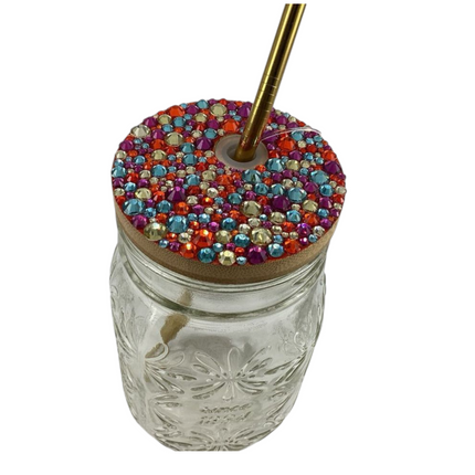 Moroccan Flair Rhinestoned Lid w/ Mason Jar