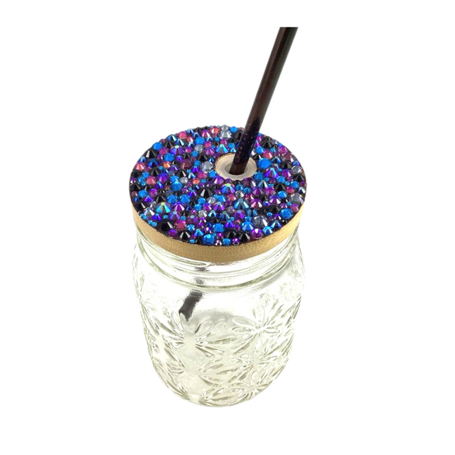 Galaxy Rhinestoned Lid w/ Mason Jar