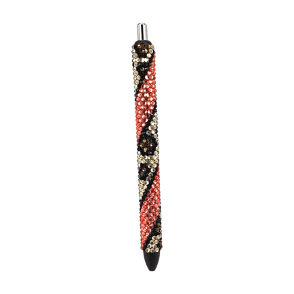 Coral Leopard Print Swirl Rhinestone Pen
