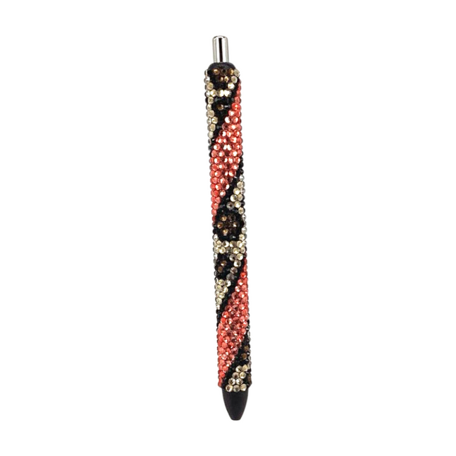 Coral Leopard Print Swirl Rhinestone Pen