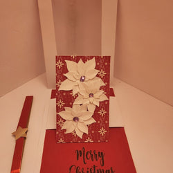 Slide & Pop Card/White Poinsettias - view 1