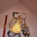 Metalic Gold /Blue/White