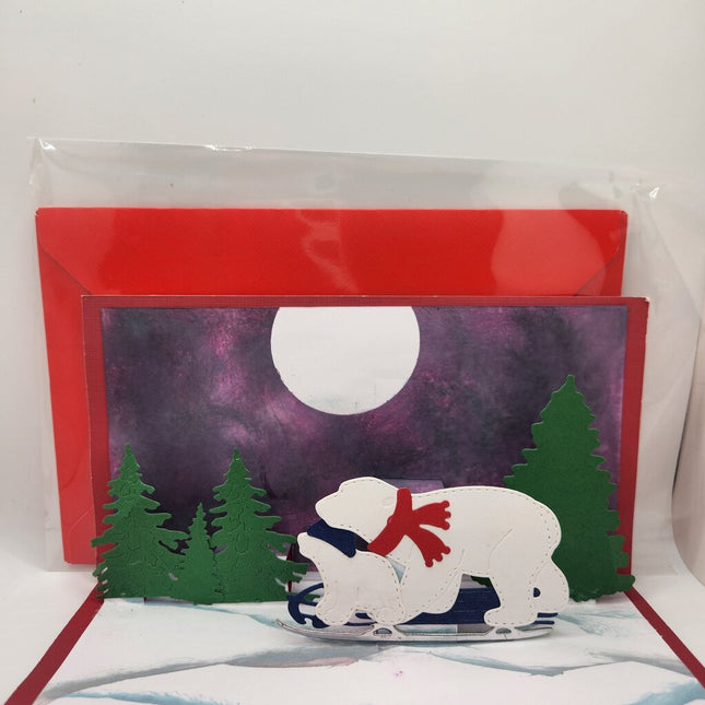 Pop Up/Merry Christmas/Polar Bears Sled Ride