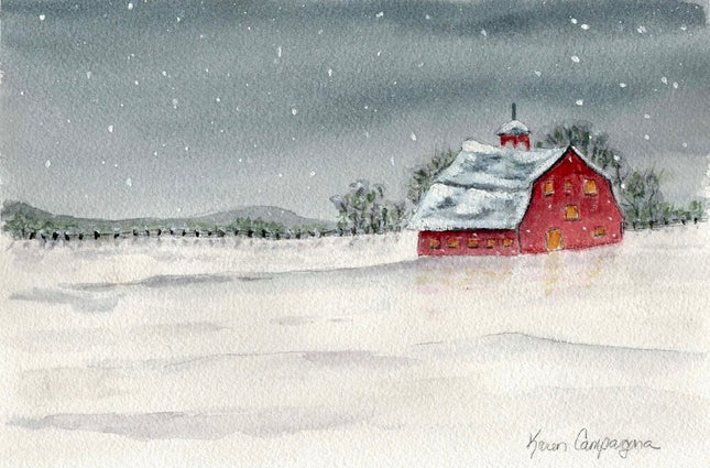 01/17 Winter Barn Scene Watercolor Painting Class Saturday January 17th