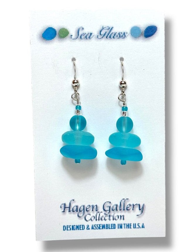 Tumbled Glass Earrings - Zen Aquas