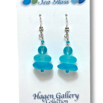 Tumbled Glass Earrings - Zen Aquas