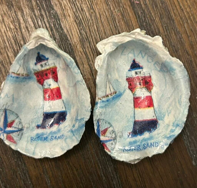 Red, White and Blue Lighthouse Oyster Ornament (Kittery, ME)