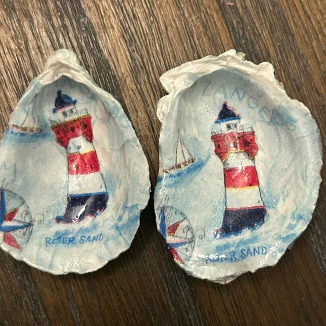 Red, White and Blue Lighthouse Oyster Ornament (Kittery, ME)
