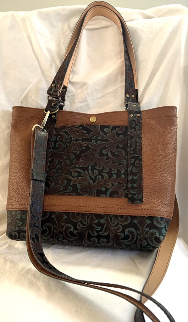 2 Tone Paisley & Brown Bag w/ crossbody strap