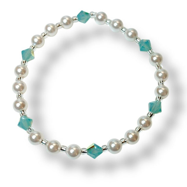 Swarovski Crystal & Pearl Bracelet - white & seafoam