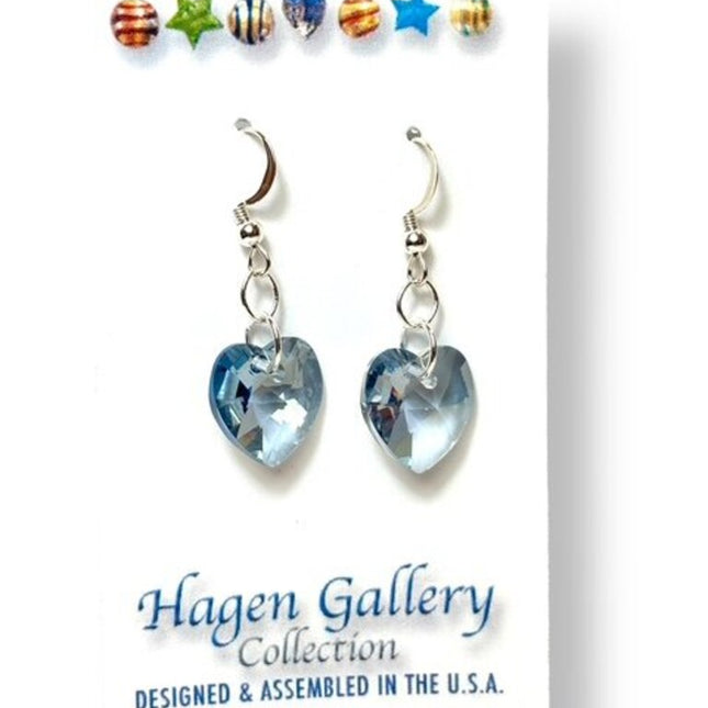 Swarovski Crystal Earrings - Hearts - Lg - Grey