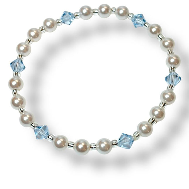 Swarovski Crystal & Pearl Bracelet - White & light blue