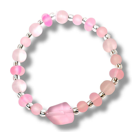 Tumbled Glass Bracelet - pinks