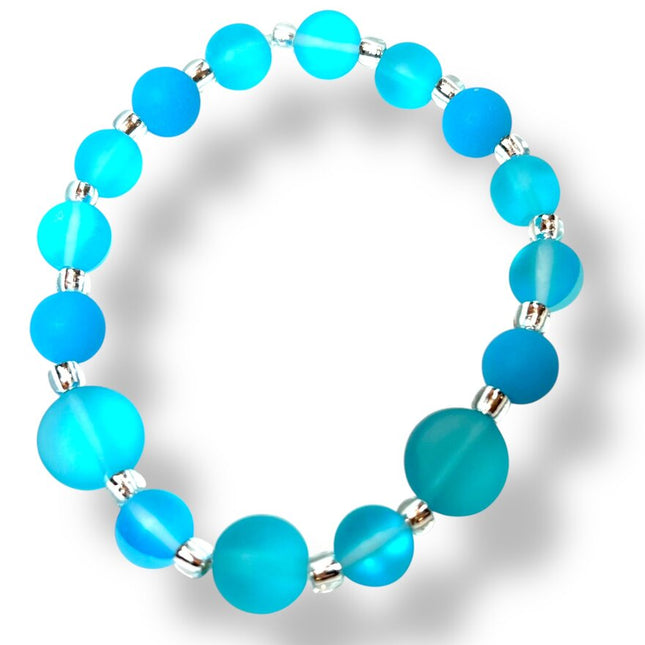 Tumbled Glass Bracelet - Aquas