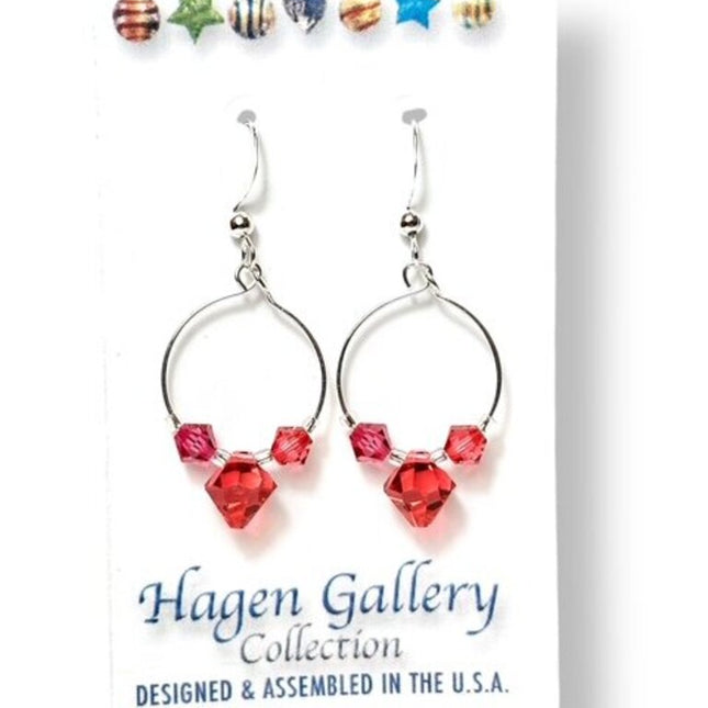 Swarovski Crystal Earrings - hoops - pink