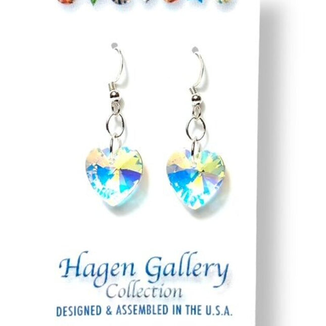 Swarovski Crystal Earrings - Hearts - Lg - Clear