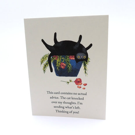 Funny Black Cat Thinking of You Card