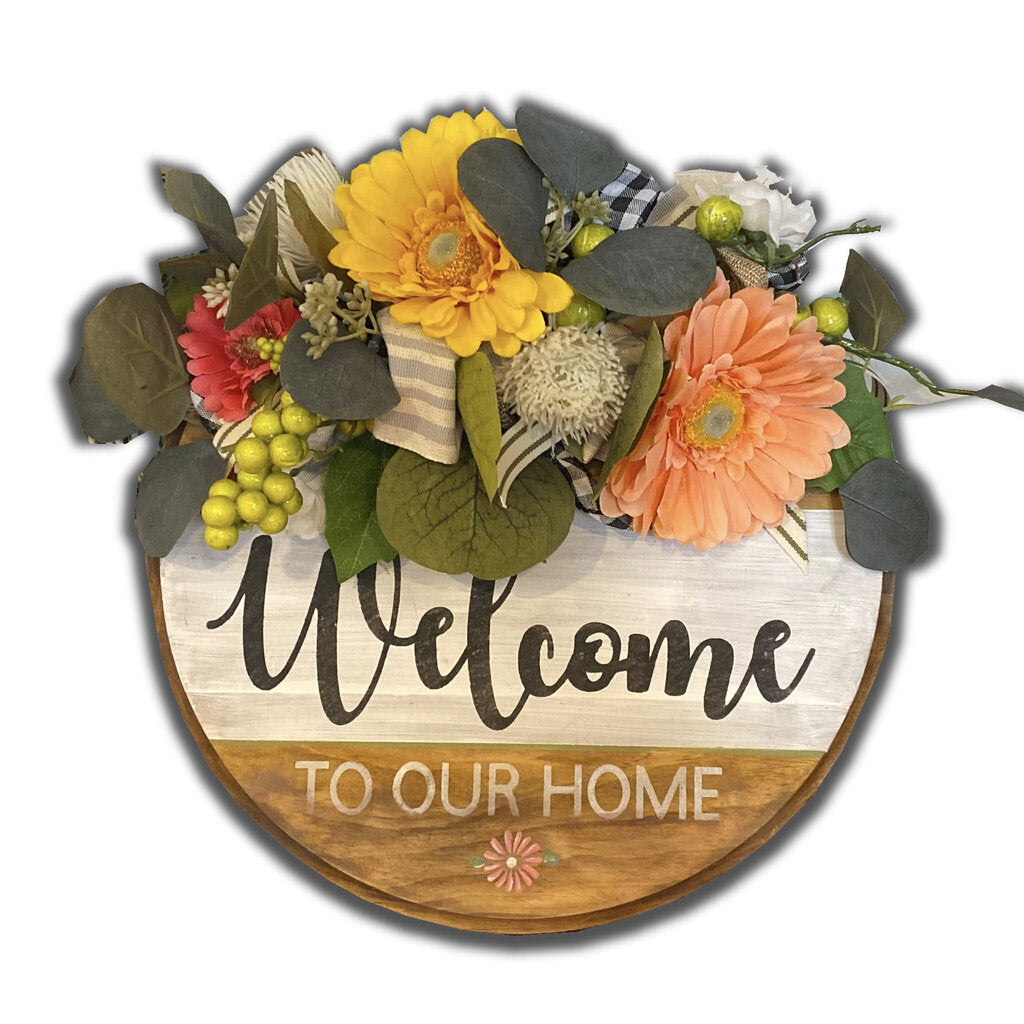 Welcome to our home large hanging sign