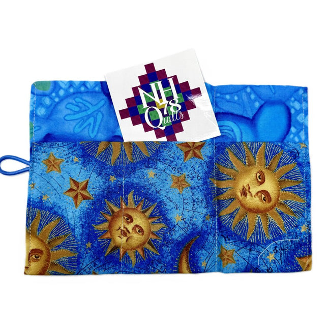 teabag wallet, sun/blues