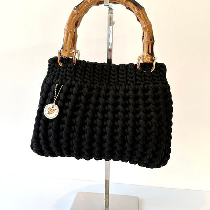 Crochet Bubble Purse w/Bamboo Handles