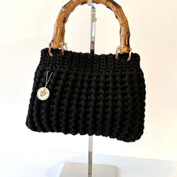 Crochet Bubble Purse w/Bamboo Handles - view 1