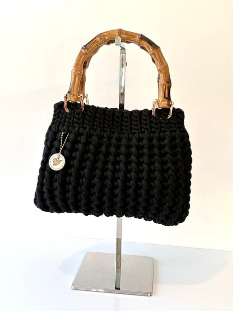 Crochet Bubble Purse w/Bamboo Handles