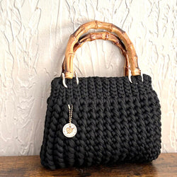Crochet Bubble Purse w/Bamboo Handles - view 2