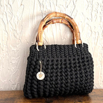 Crochet Bubble Purse w/Bamboo Handles