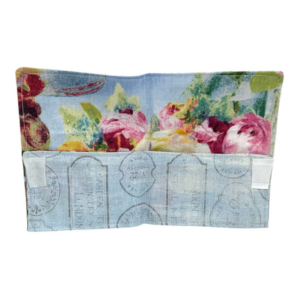 2 pocket wallet, lt blue & floral