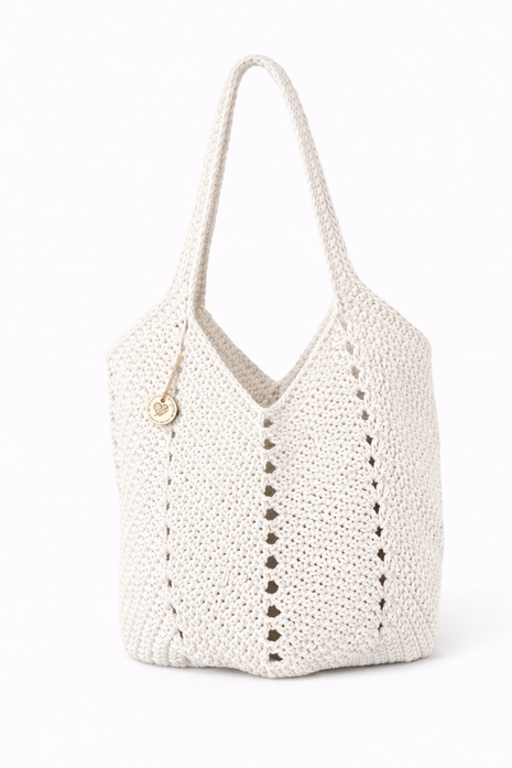 Crochet Tote Boho Bag - Cream