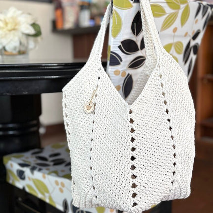 Crochet Tote Boho Bag - Cream