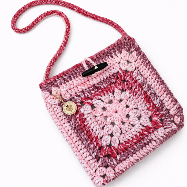 Crochet Granny Square Bag - Cherry