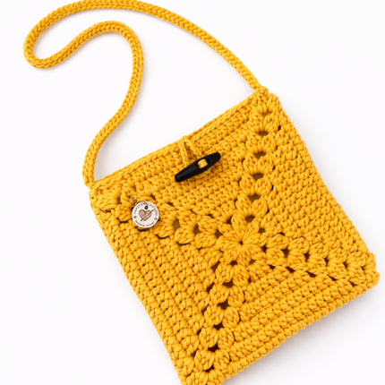 Crochet Granny Square Bag - Mustard