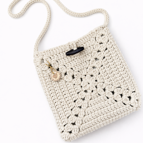 Crochet Granny Square Bag - Ivory
