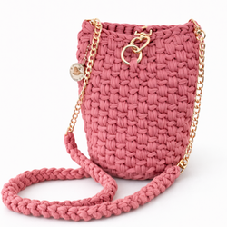 Crochet Bucket Purse - Burgundy - view 1