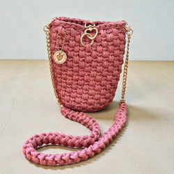 Crochet Bucket Purse - Burgundy - view 2