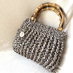 Crochet Leopard Bubble Purse w/Bamboo Handles - view 1